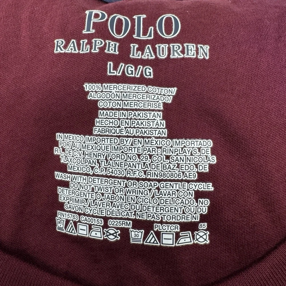 Polo Ralph Lauren Men's Burgundy Maroon Mercerized Cotton T-Shirt Size Large NWT